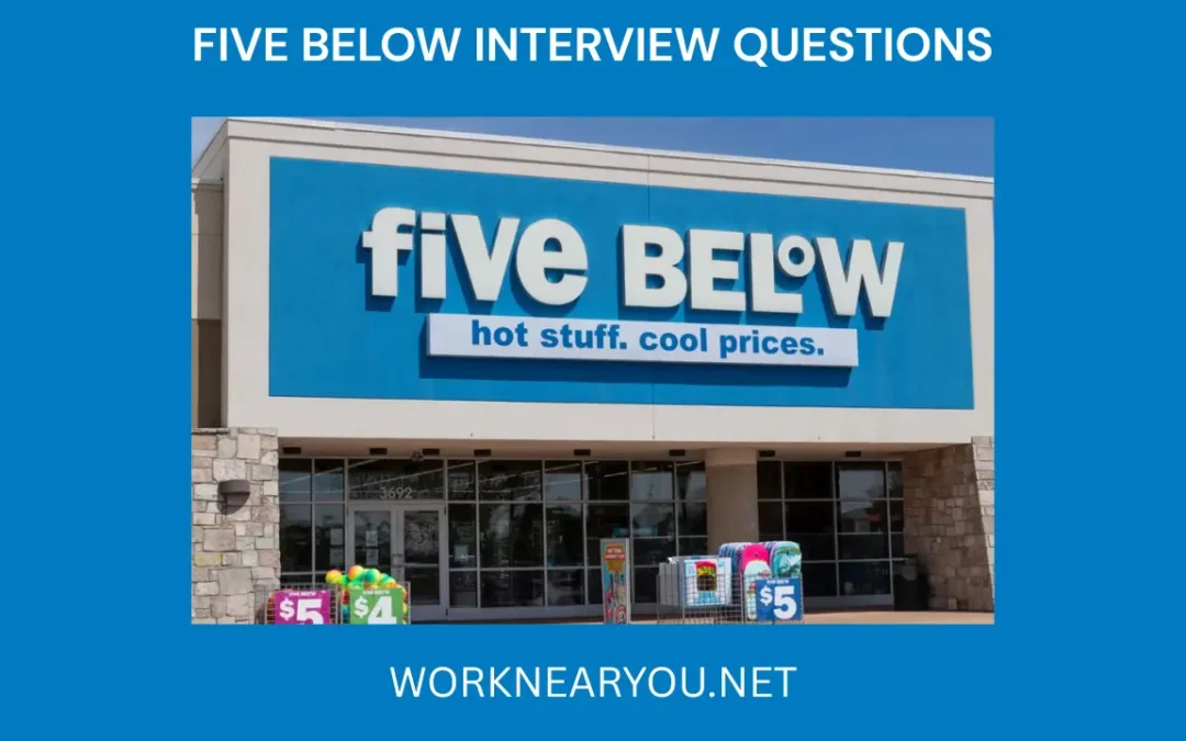 Five Below store exterior with signage reading “hot stuff. cool prices.” used for interview question guide.